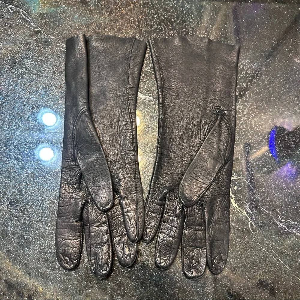 Kayser Vintage Black Leather Classic Driving Gloves 6.5